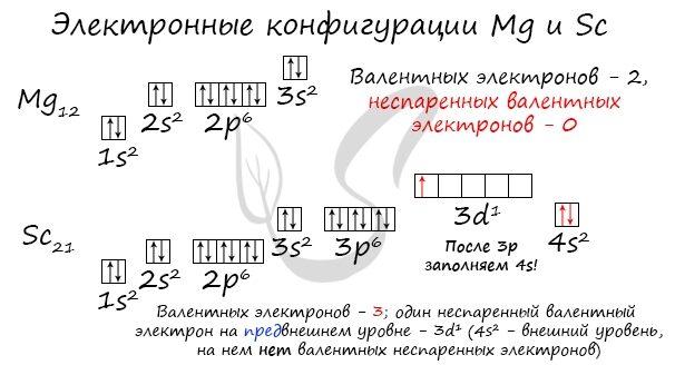 Электронные конфигурации магния и фтора и их валентные электроны