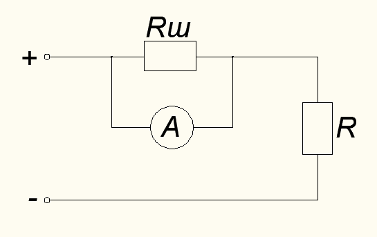 Принципиальная схема амперметра через шунт