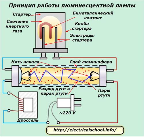 Принцип работы люминесцентной лампы