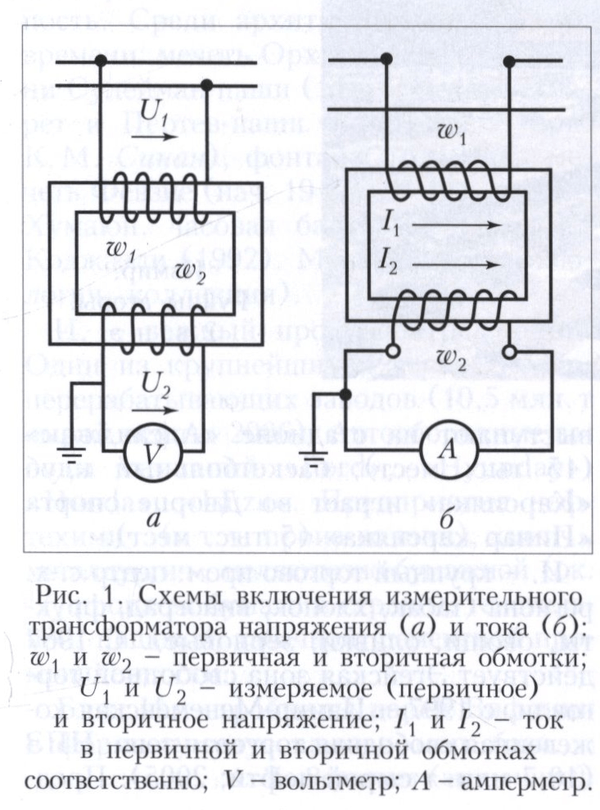 Схема подключения вольтметра и амперметра с трансформаторами