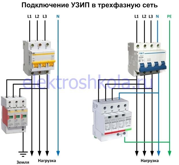 подключение uzip к трехфазной сети