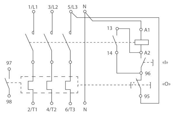 Схема подключения пускателя KME 9A-32A с катушками управления 230 В