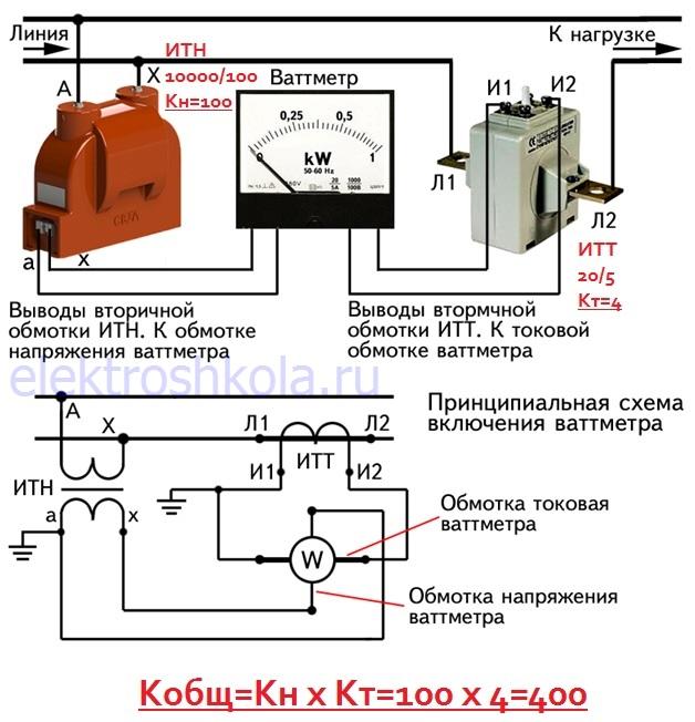 Измерение мощности с помощью трансформаторов напряжения